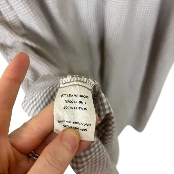 Neuflora Hilton Head Brown Checkered Midi Dress Women’s Large - Picture 4 of 8